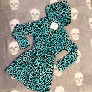 Teal Leopard Print Short Robe