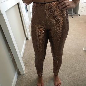 Rose gold sequin leggings