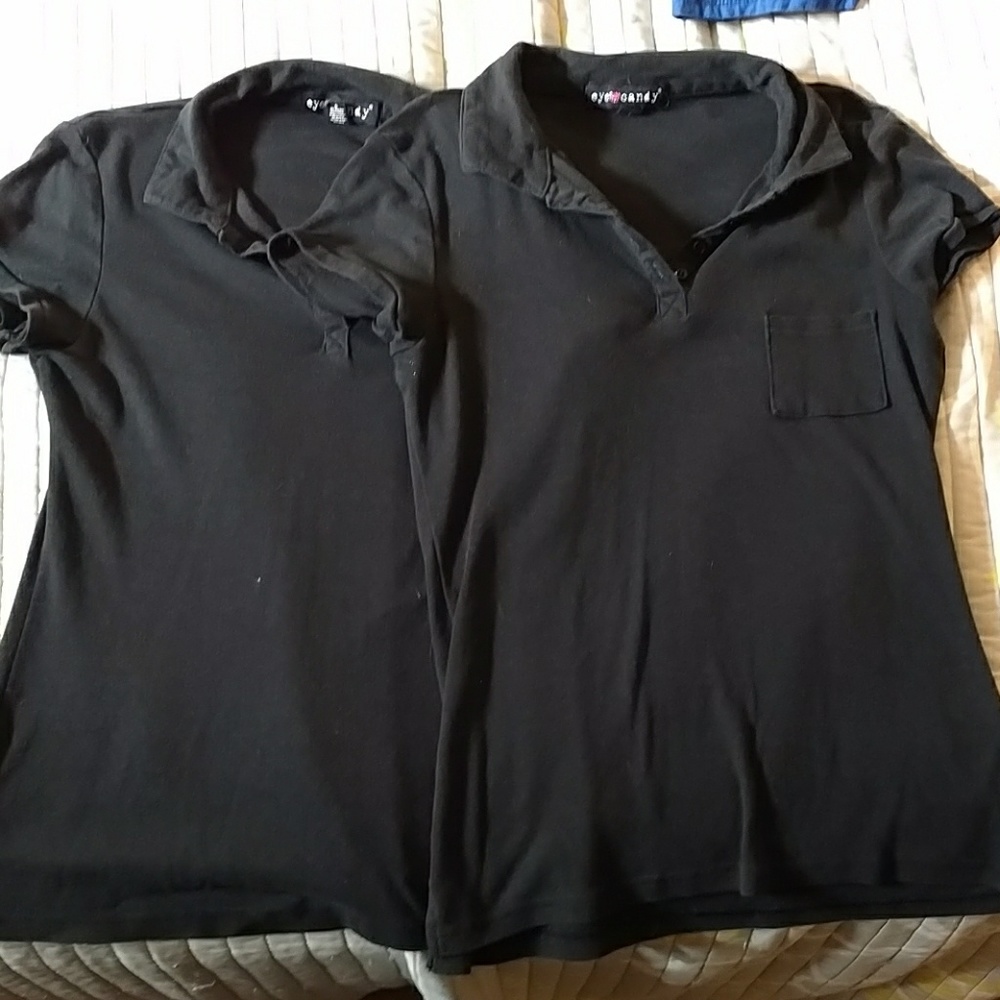 2 black polo shirts