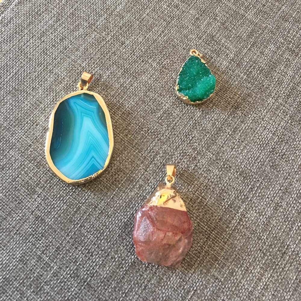 Colorful Stone Pendants 3 pack