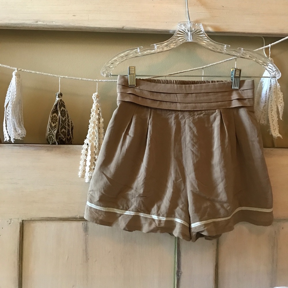 High-Waisted Flowy Tan Shorts