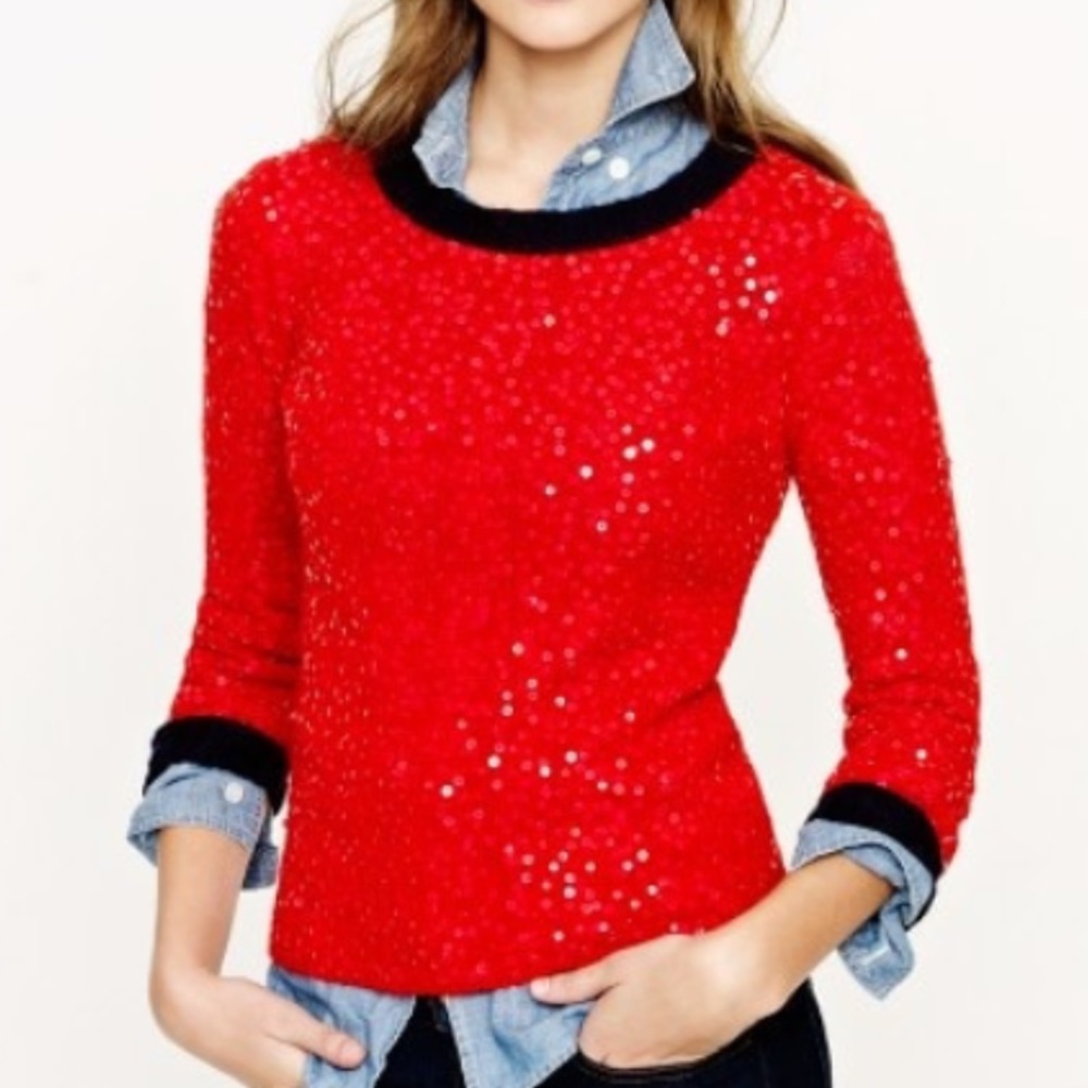 J. Crew Scattered Sequin Sweater Gray Size: M - Picture 6 of 7