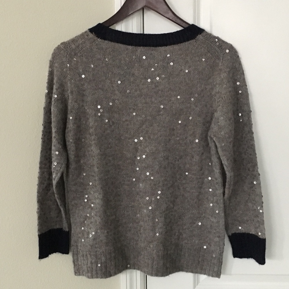 J. Crew Scattered Sequin Sweater Gray Size: M - Picture 3 of 7