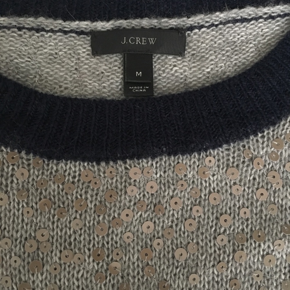 J. Crew Scattered Sequin Sweater Gray Size: M - Picture 5 of 7