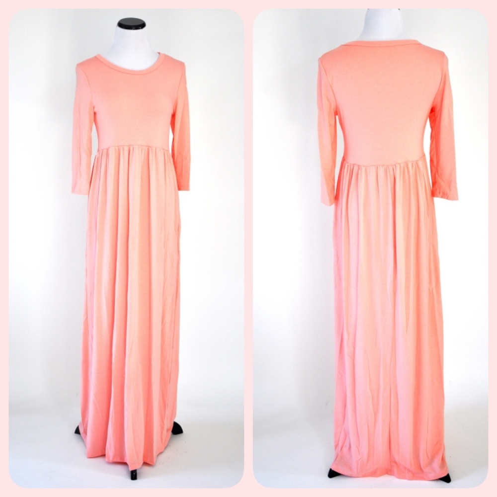 3/4 Sleeve Maxi Dress