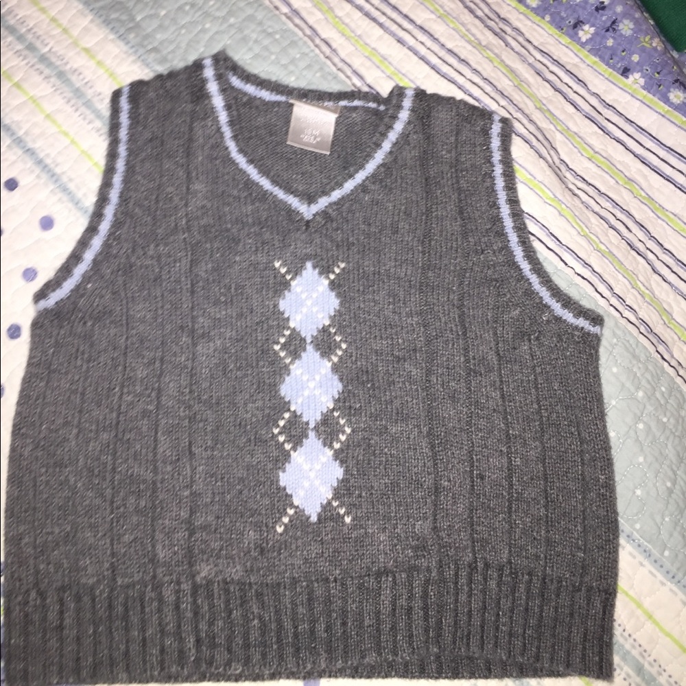 Gray and baby blue argyle sweater vest
