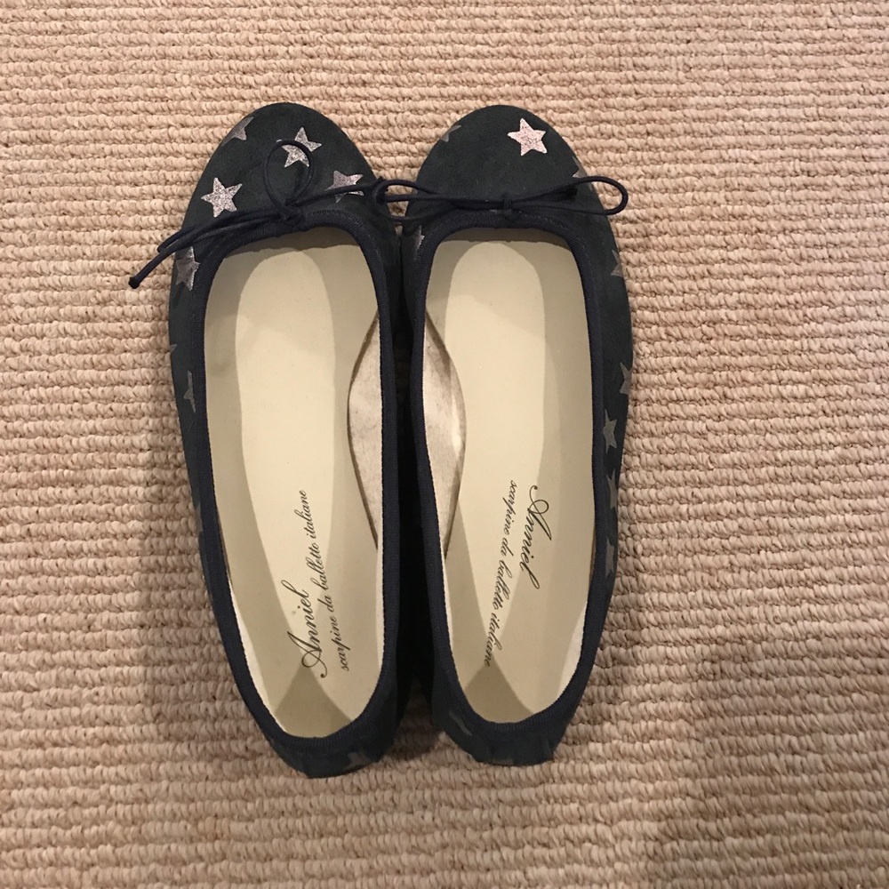 Anniel blue with silver star ballet flats