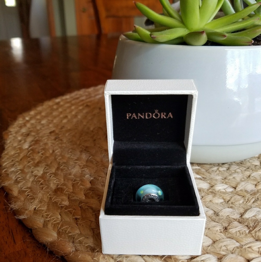 Pandora Teal Polka Dot Charm EUC
