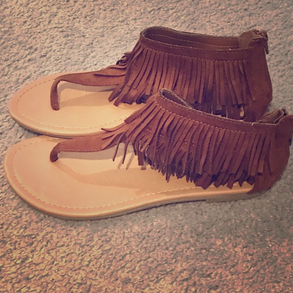 Wet Seal Shoes - Brown fringe sandals