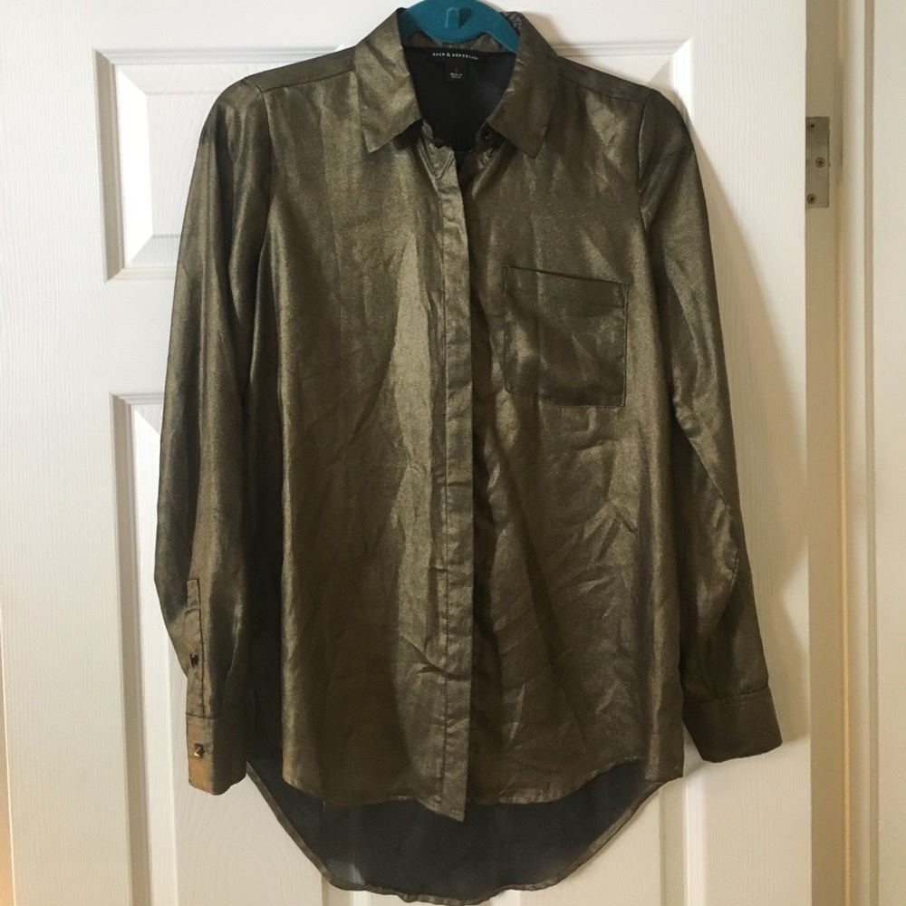 Rock & Republic gold shimmer button down