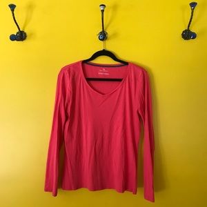 Talbots Pink Long Sleeve V-Neck Top