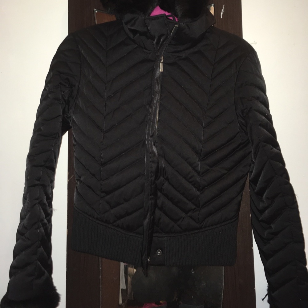 Bebe Fur Coat - Black Size Small