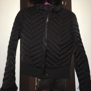 Bebe Fur Coat - Black Size Small