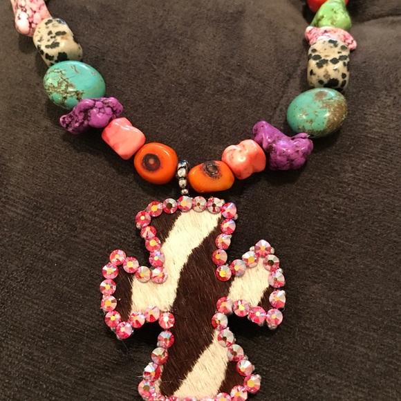 Zebra Cowhide Swarovski Cross multi color cross - Picture 2 of 3