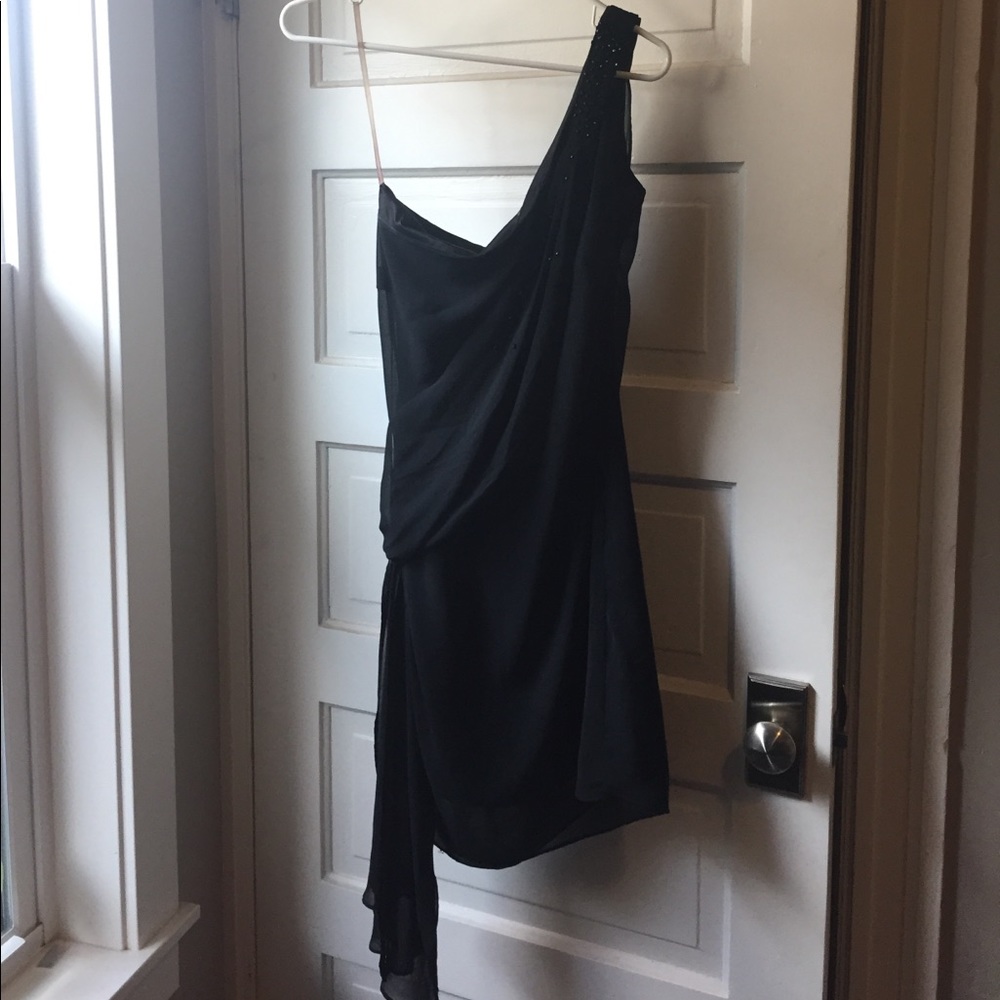 Sheer little black dress, beaded