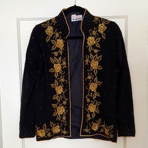 Vintage Beaded Rose Cardigan