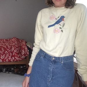 Adorable embroidered bluebird sweatshirt