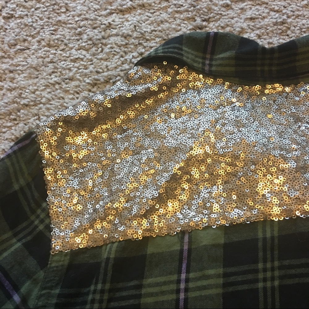 Arizona Sequin Plaid Button Up Shirt - Picture 2 of 6
