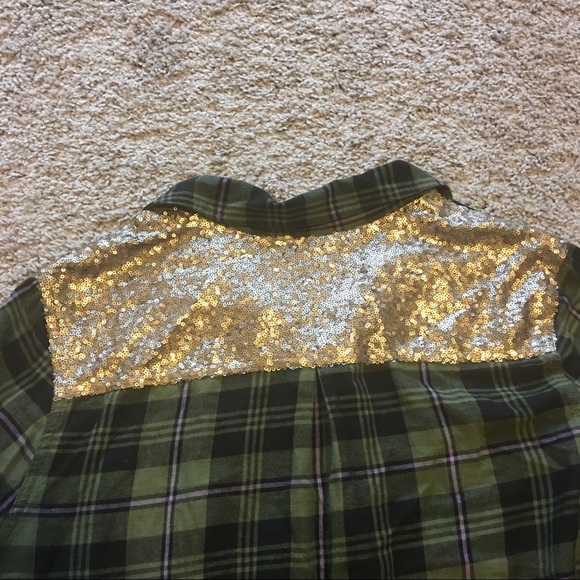 Arizona Sequin Plaid Button Up Shirt - Picture 6 of 6