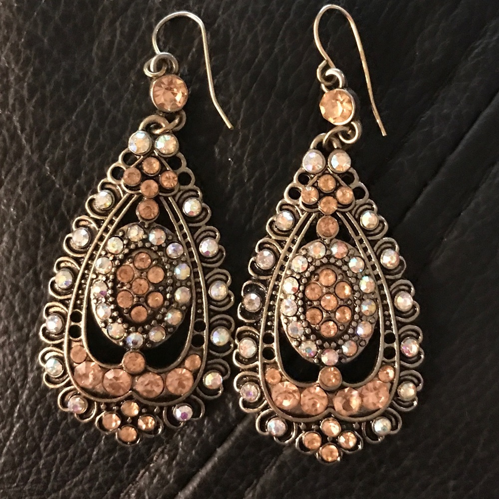 Earrings - Neutral, Peach And Sparkly