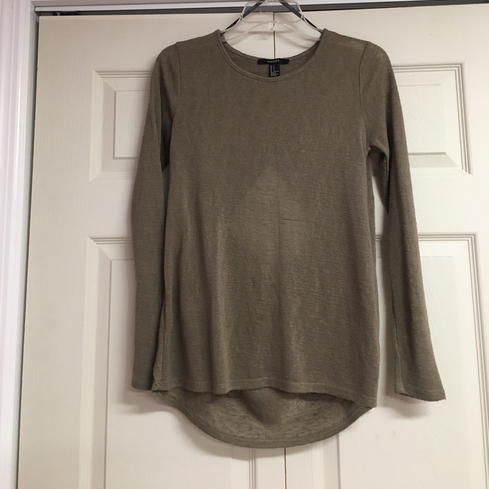 Olive Open Back Long Sleeve Shirt
