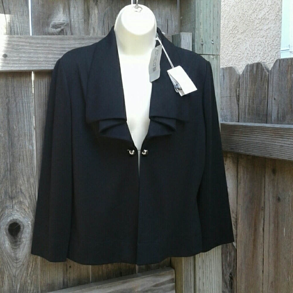 CHICO'S MONA BLACK KNIT JACKET NWT - Picture 1 of 3