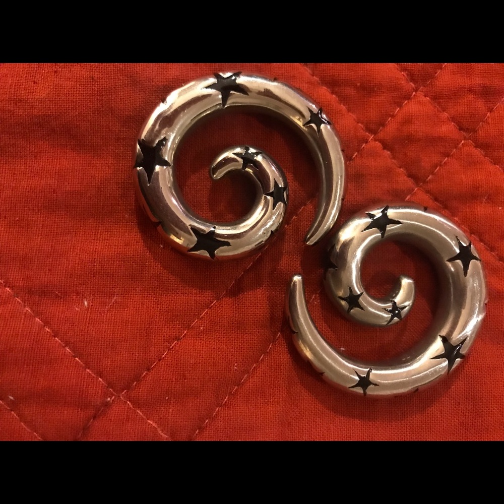 Stretched ear weights Spirals w/ Stars 2 gage $15