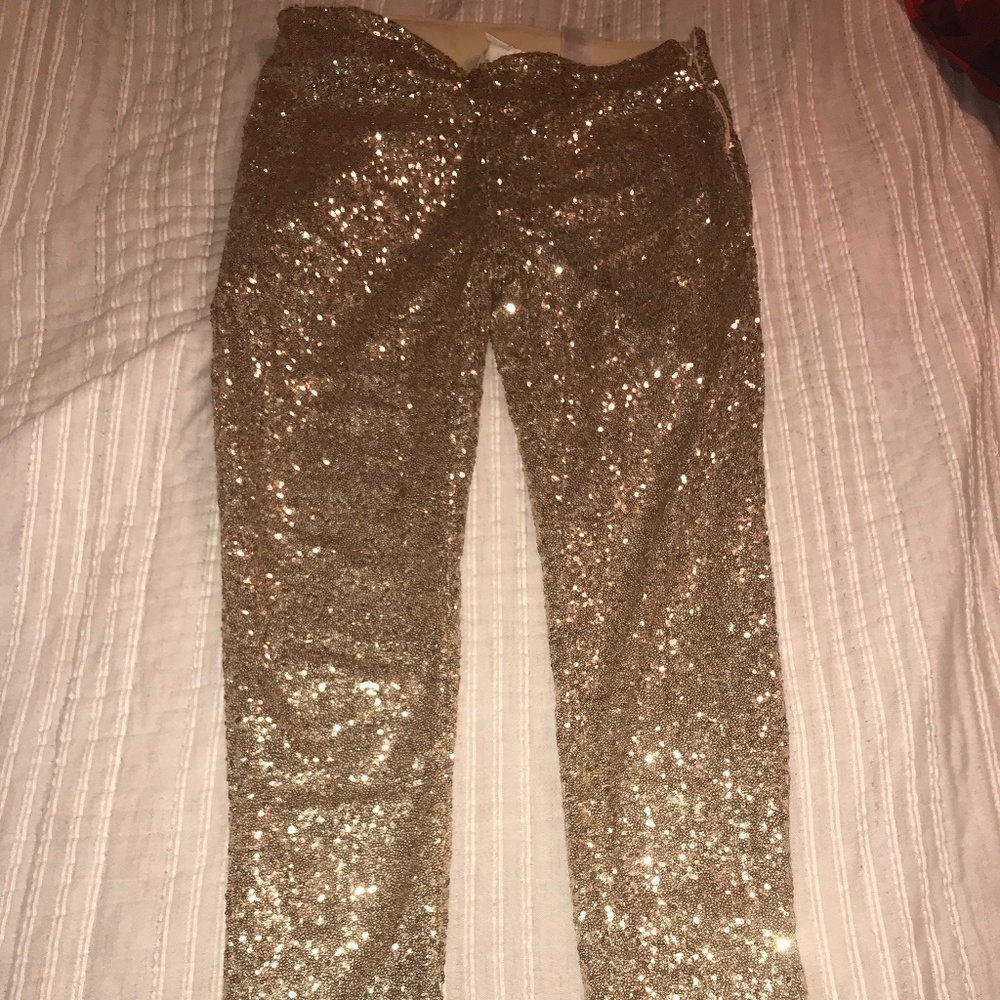 H&M GOLD SEQUIN PANTS - SIZE 10!