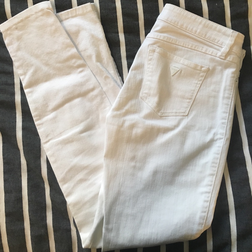 Guess white skinny jeans