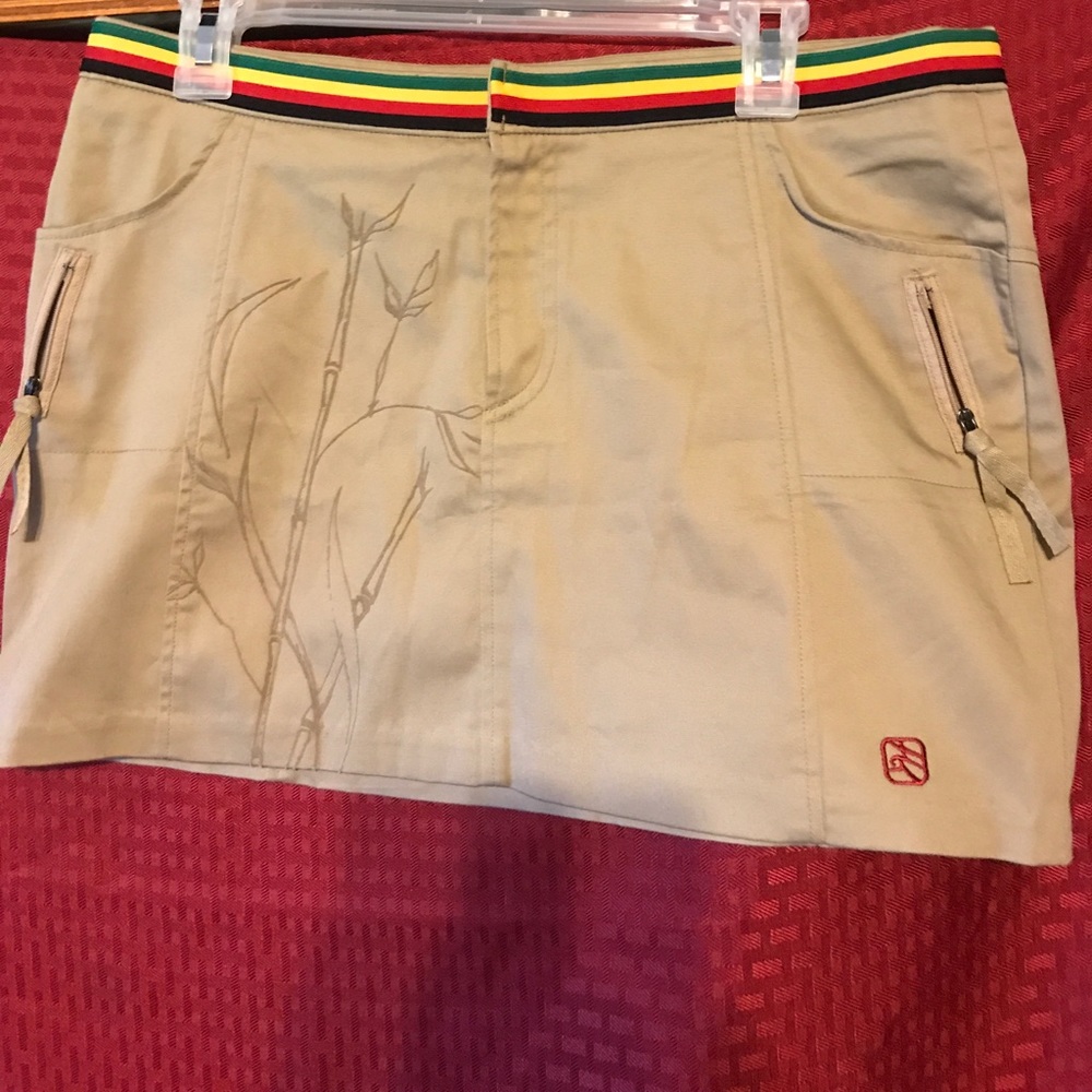 Cotton/ Spandex Khaki Mini Skirt
