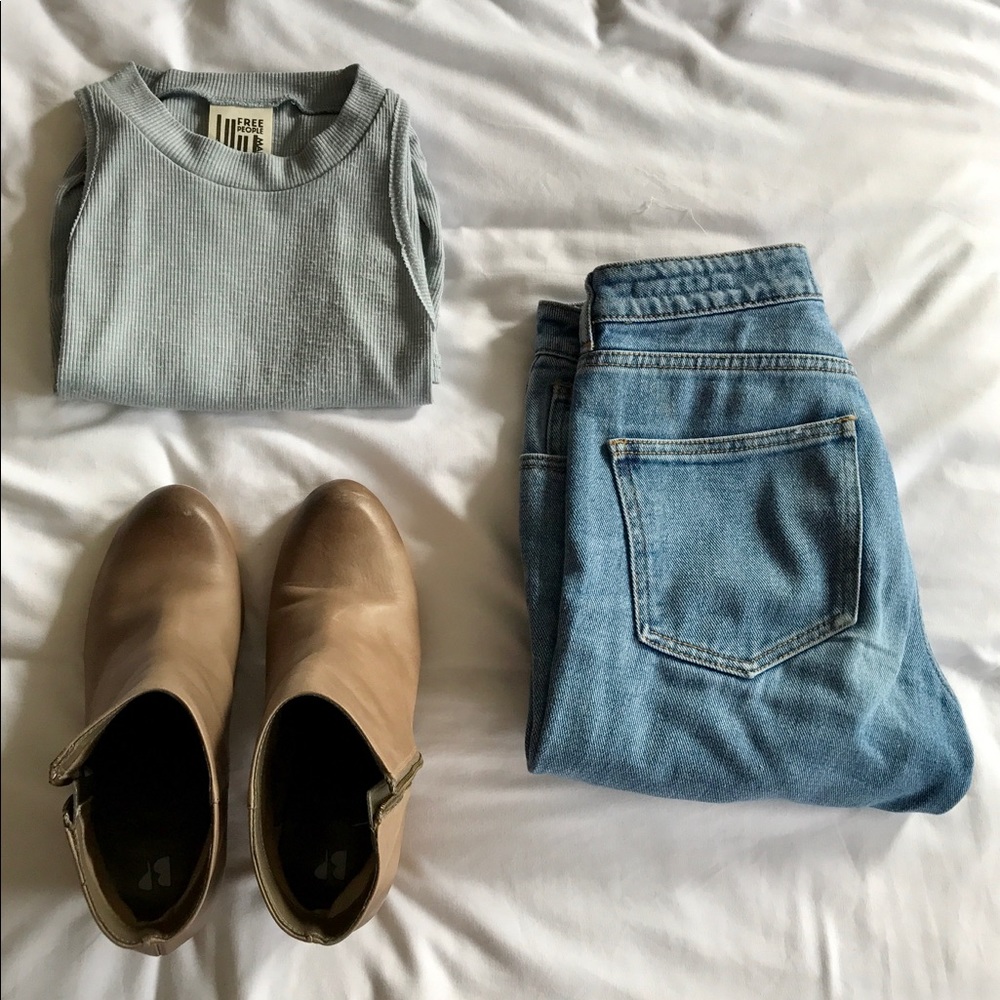 Free People Light Blue/Gray Flowy Tank Top, XS