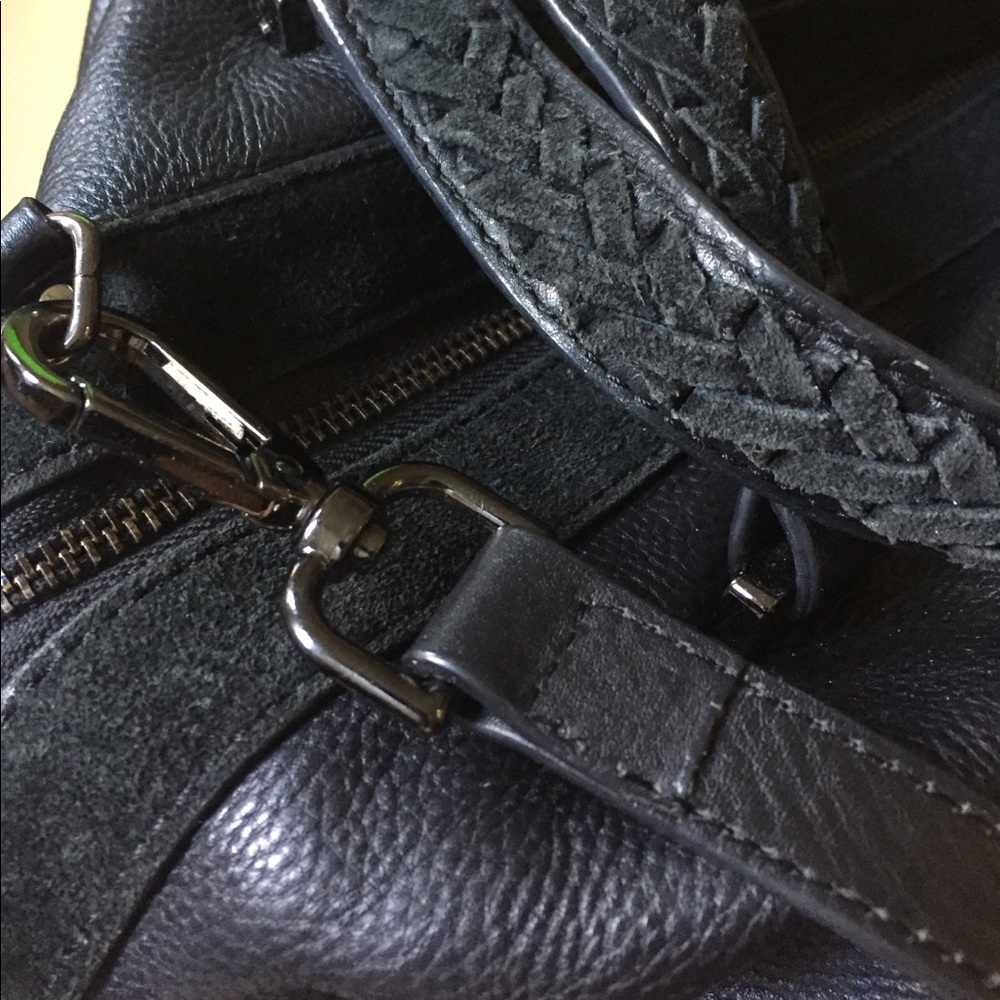ZARA Edgy Black Leather Handbag/Gunmetal Details🖤