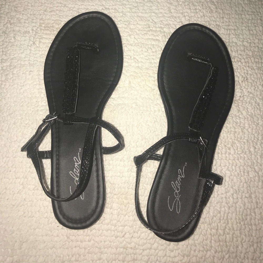 Black jeweled sandals