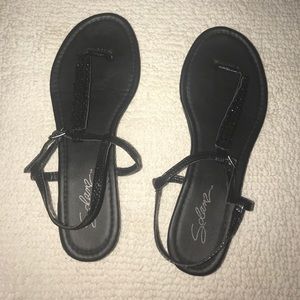 Black jeweled sandals