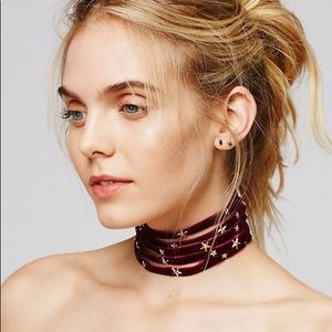Free People Velvet Star Choker Necklace