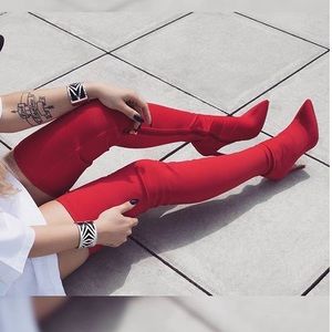 Ego Long red lycra heels