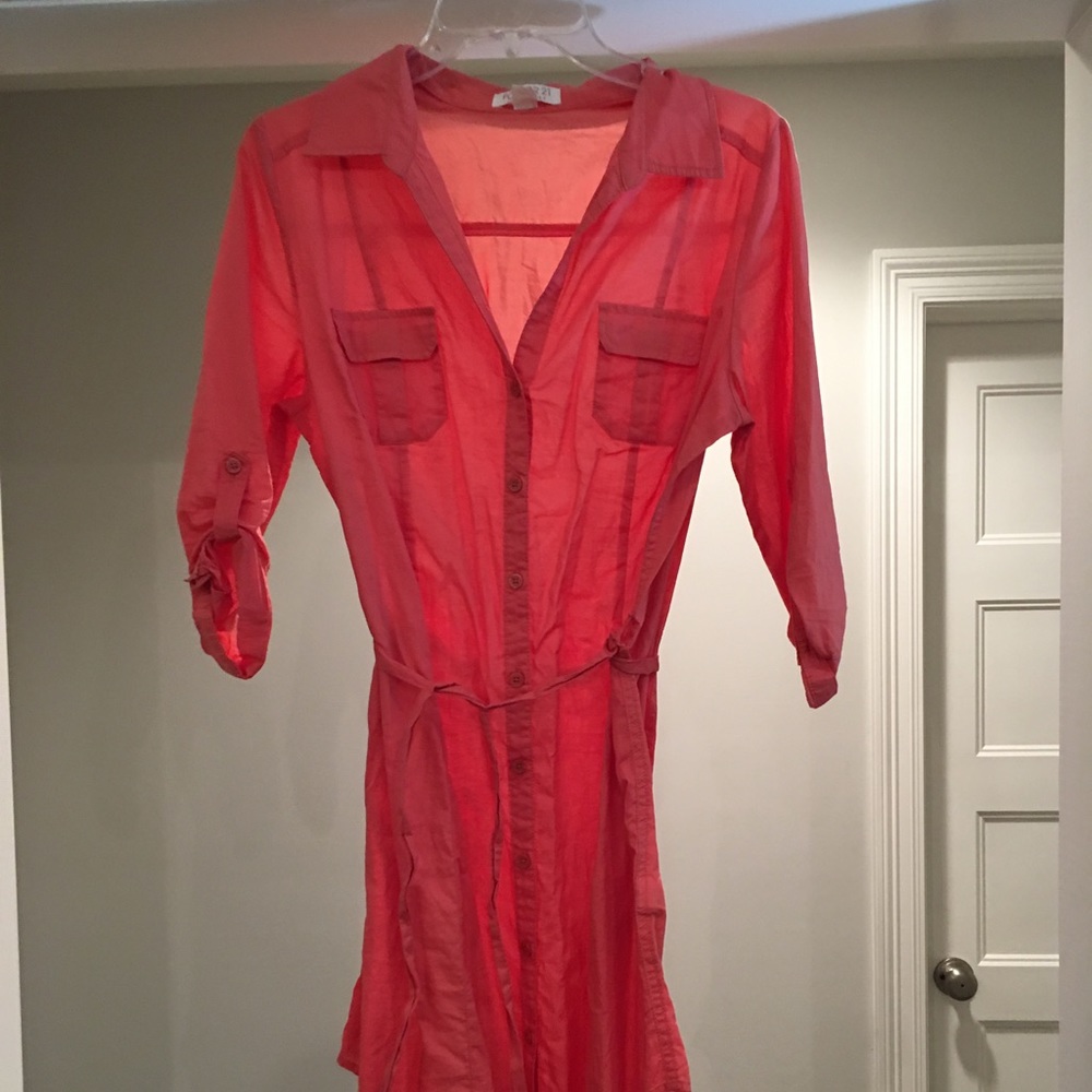 Coral button down dress - Picture 3 of 3