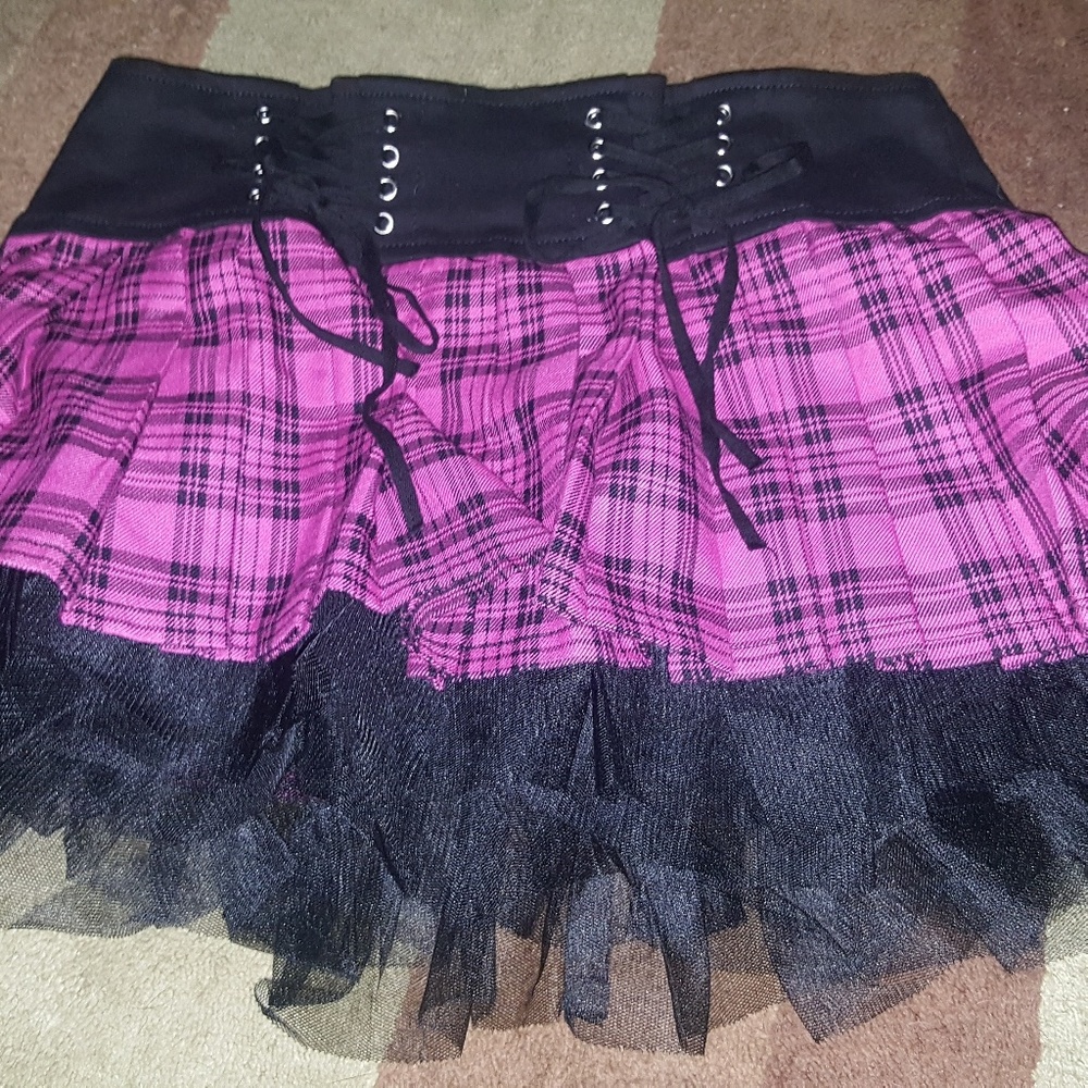 Pink plaid skirt MED