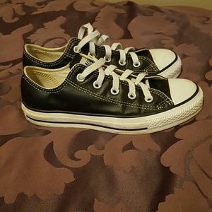 Black Leather Converse low tops