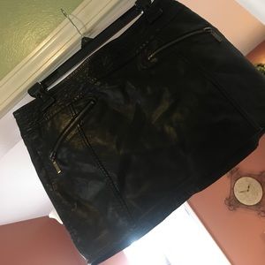 Black leather skirt