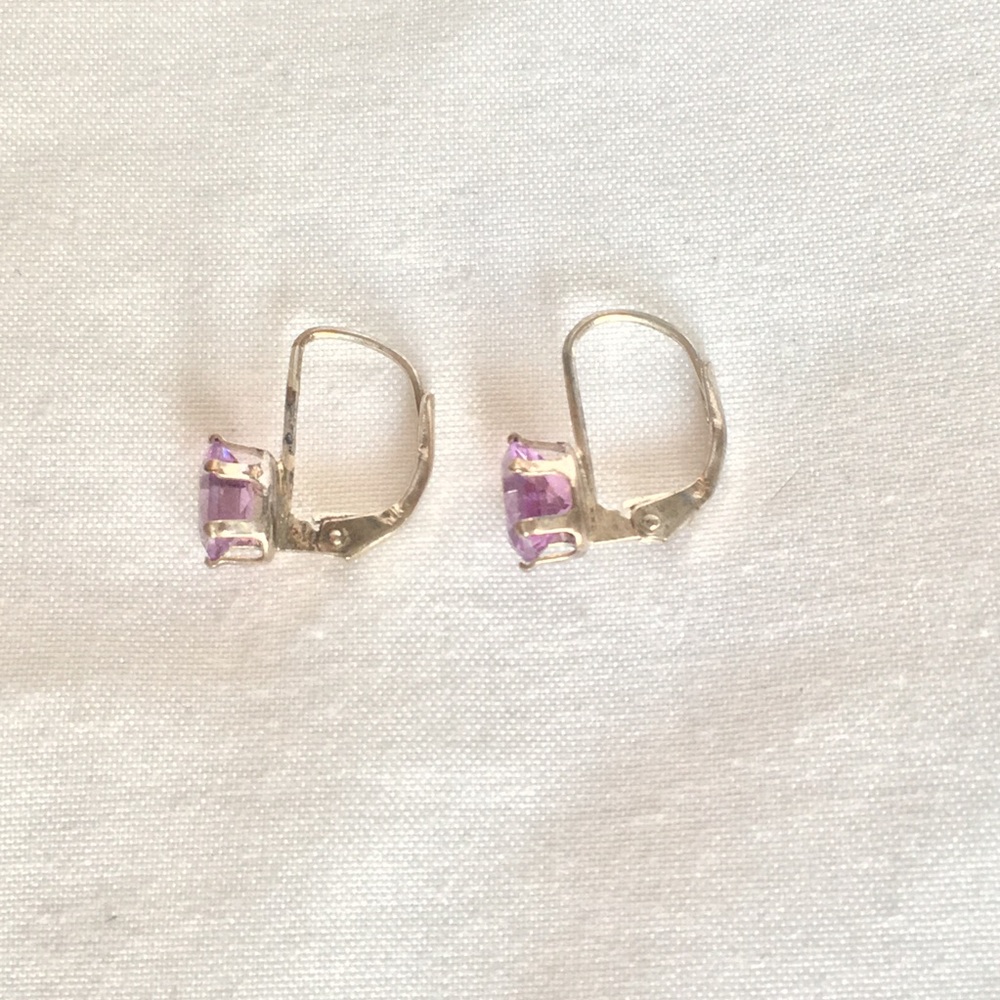 Silver plated amethyst earrings.
