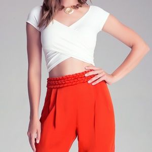 Bebe Off Shoulder Wrap Crop Top