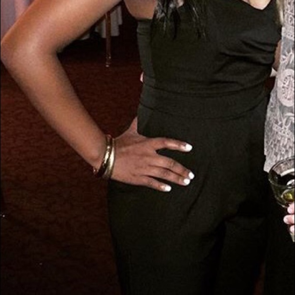 Black strapless jumpsuit