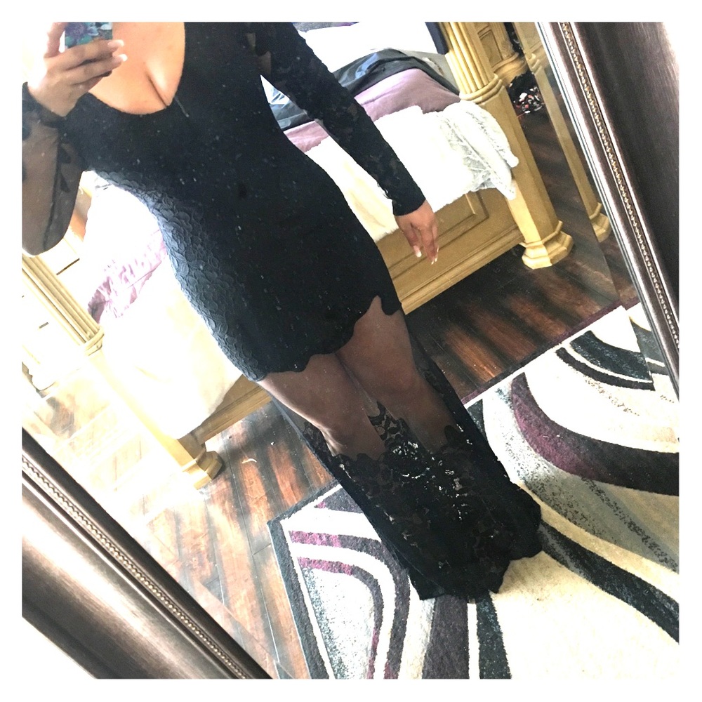 Long sleeve Black Lace Dress - Windsor