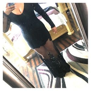 Long sleeve Black Lace Dress - Windsor