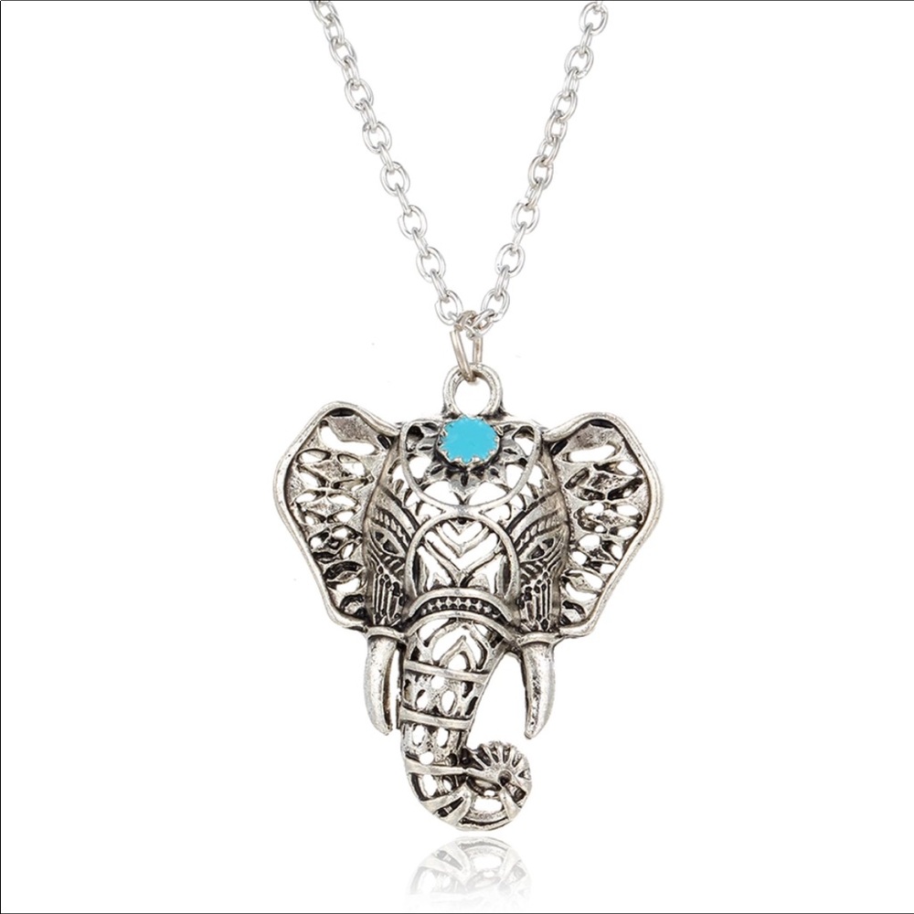Lucky Elephant Vintage Pendant with Turquoise - Picture 4 of 8