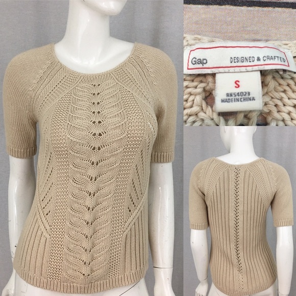 GAP Sweaters - 🌹Sz Small Gap Tan Short Sleeve Cable Knit Sweater