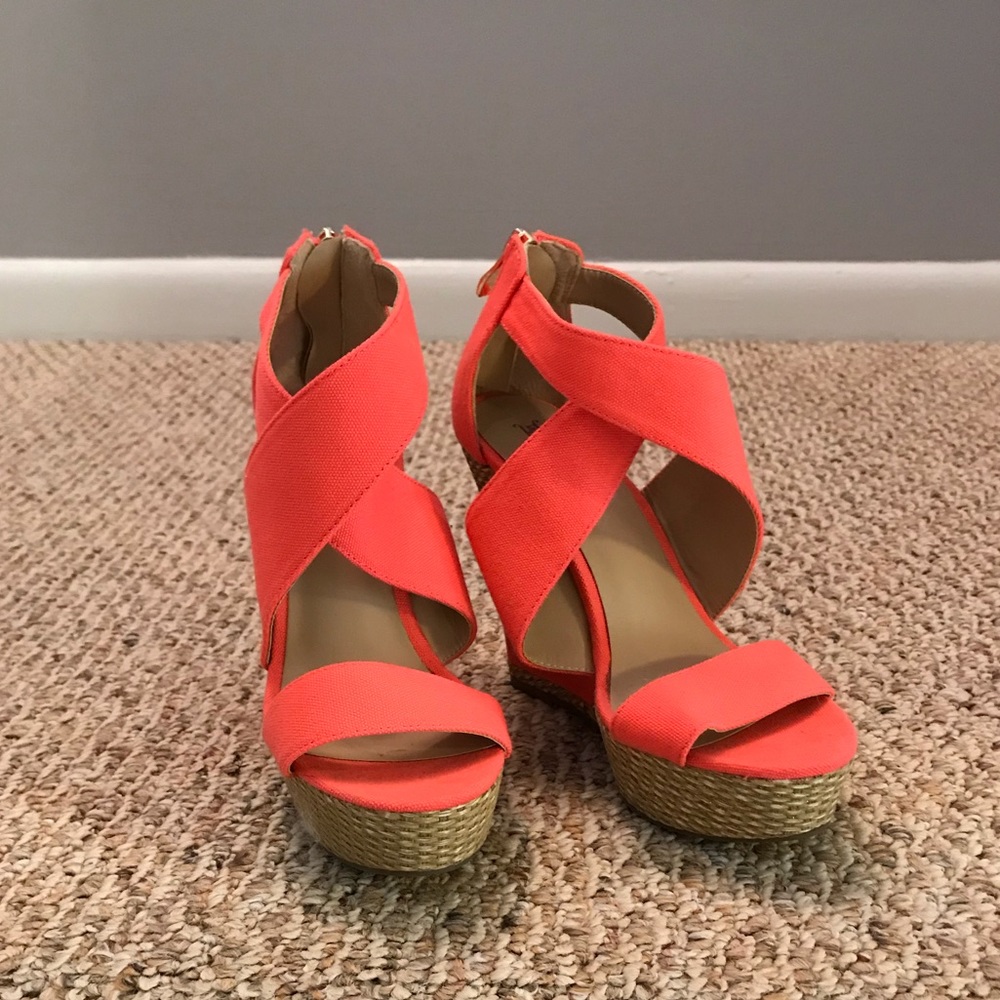 JustFab coral wedges