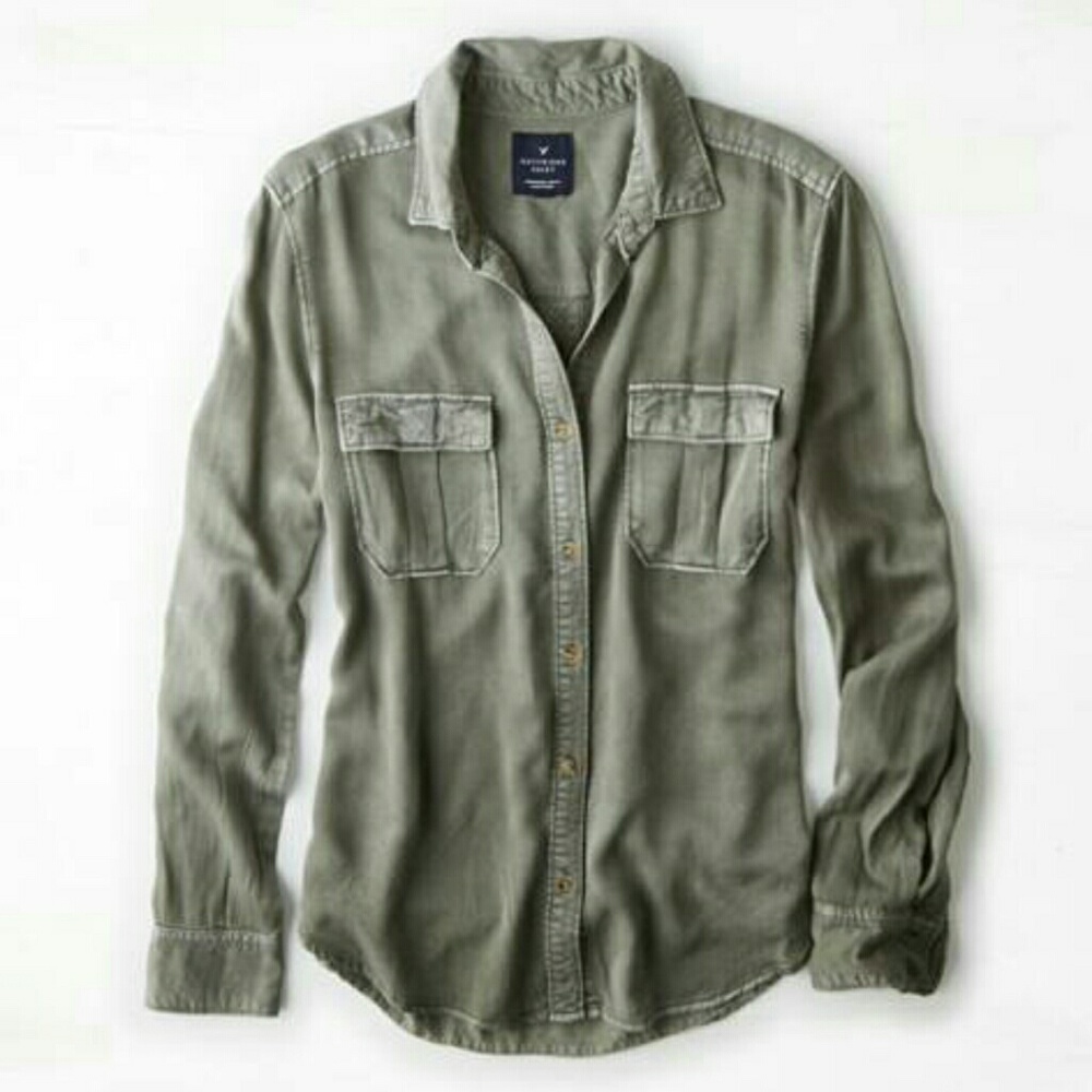 American eagle army green flannel