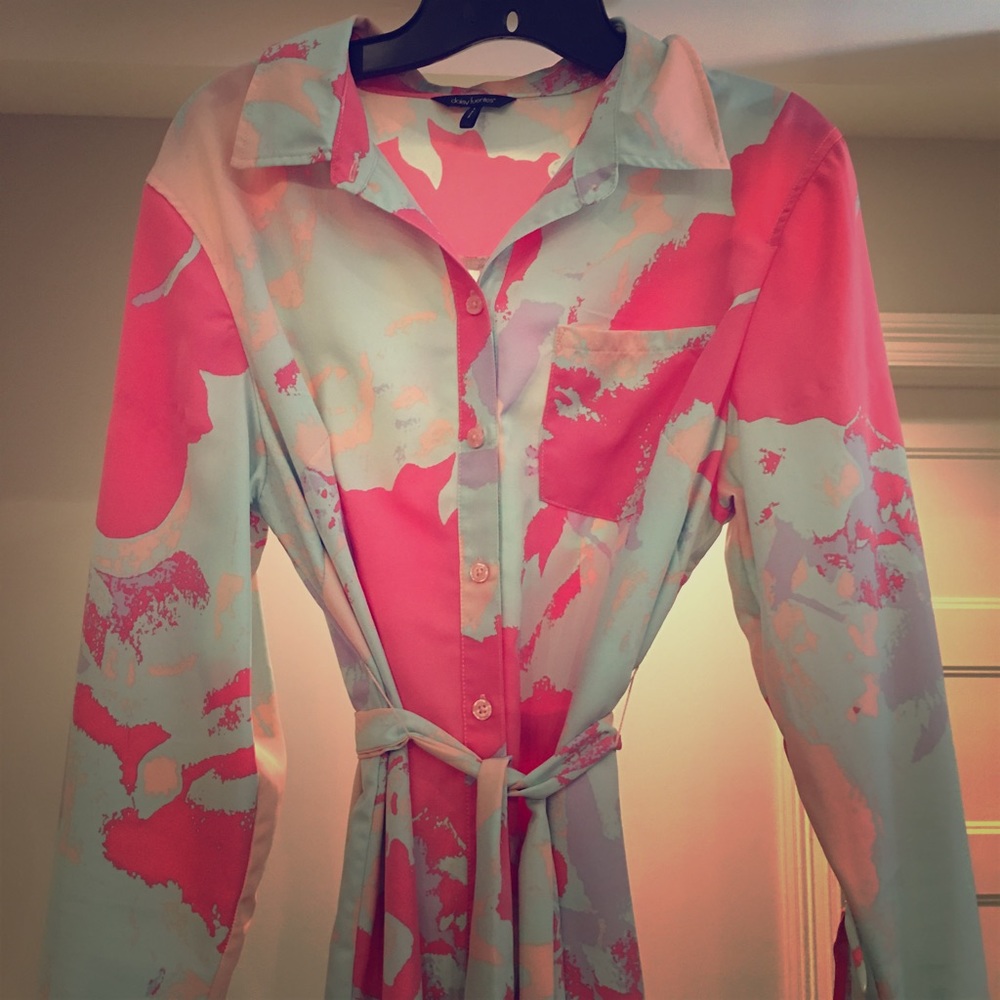 Multicolor button down dress